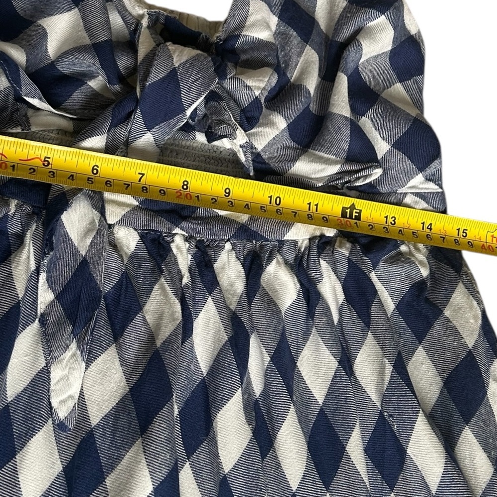 Dex -  Navy and White Gingham Tie-Front Midi Dress - Small - Picture 10 of 12